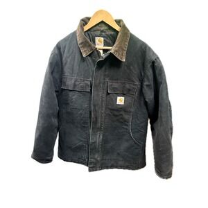 Vintage Carhartt C03 Arctic Coat Size 44 Distressed‎ Black Quilt Lined Jacket